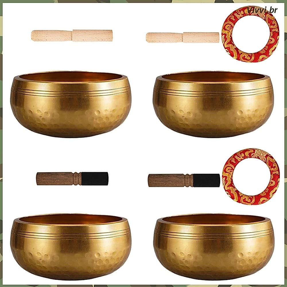 Conjunto De Tigela De Canto Tibetana Para Prática Espiritual E Atenção Plena Com Martelo De Madeira Terapia Sonora _VVI