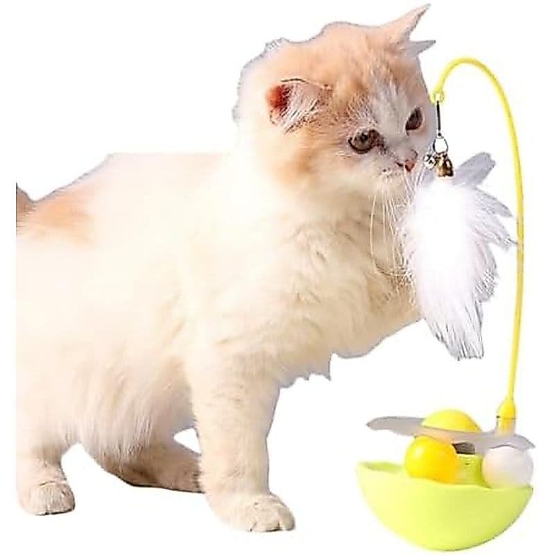 Brinquedo Para Gatos Catnip Ball Tumbler Teaser Toy Wand Feather Cat Track (Amarelo) | Copo , De Pena De Gato Varinha Bo