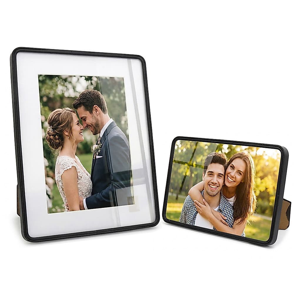 Porta Retratos 10x15 e 15x20 Preto Metal - Kit 2 Molduras