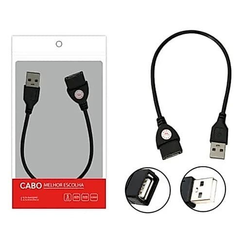 Cabo Extensor Extensão Usb 2.0 30cm P/ Pc, Notebook, Tv Preto