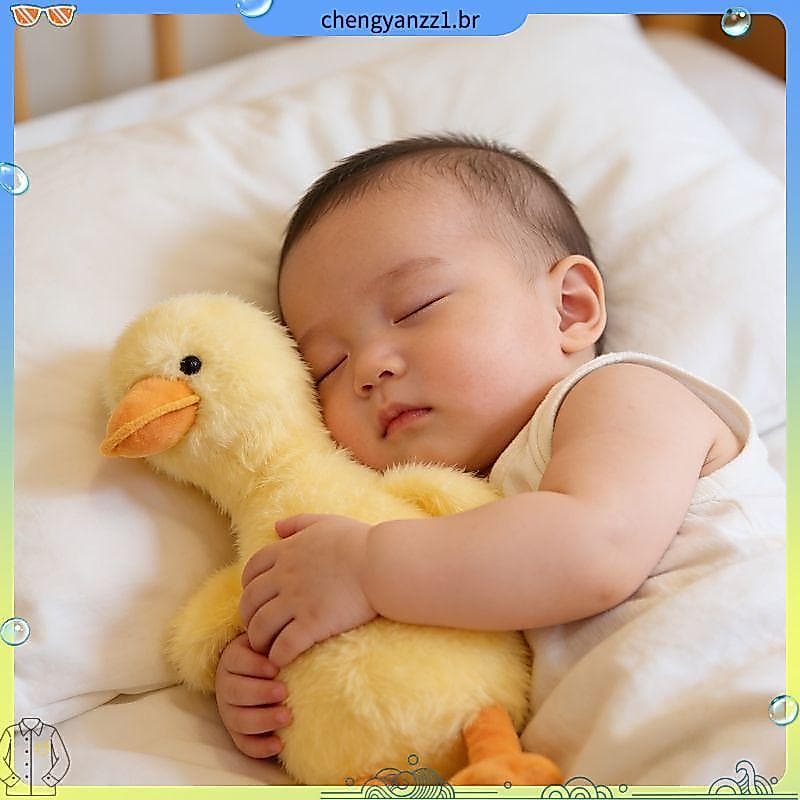 Bonito pato sentado brinquedo de pelúcia boneca dormir crianças calmante pequeno pato masculino feminino presente aniver