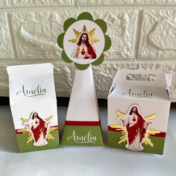 Kit Caixinhas Religiosas Personalizadas | Lembrancinha para Festa