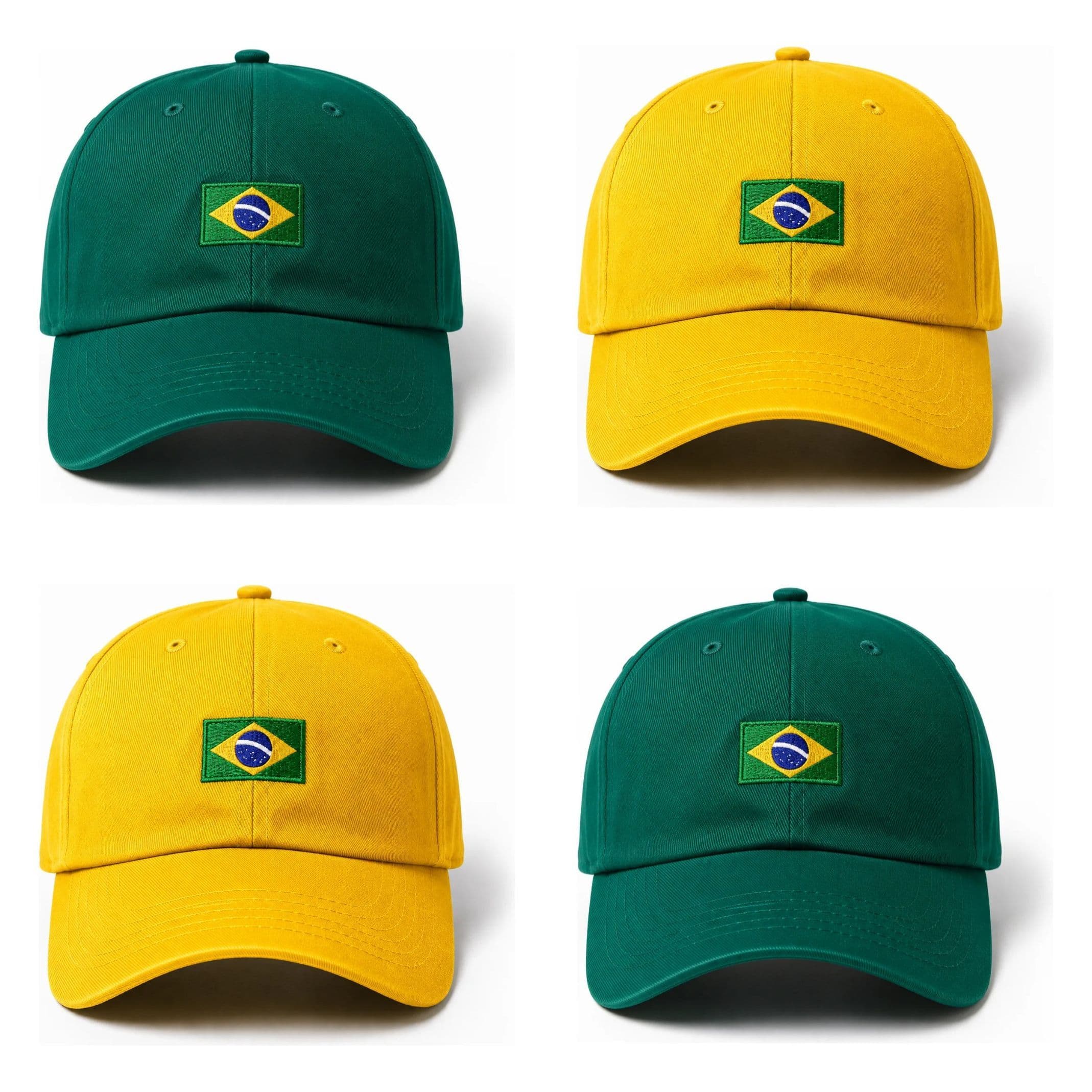 Kit 2 Bonés Brasil Verde Amarelo Aba Curva Ajustável Unissex