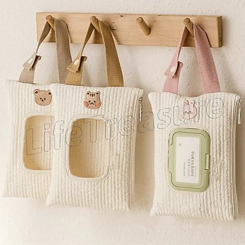 Suporte De Tecido Para Carrinho De Bebê-Bolsa De Armazenamento Portátil Caixa Lenços Umedecidos Pendurados Desenho Encos