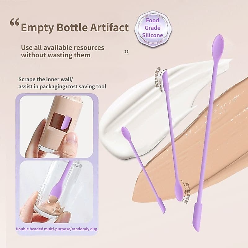 Mini Colher De Silicone Cosmético De Duas Cabeças , Creme Facial , Ferramentas Para Garrafas Nuas