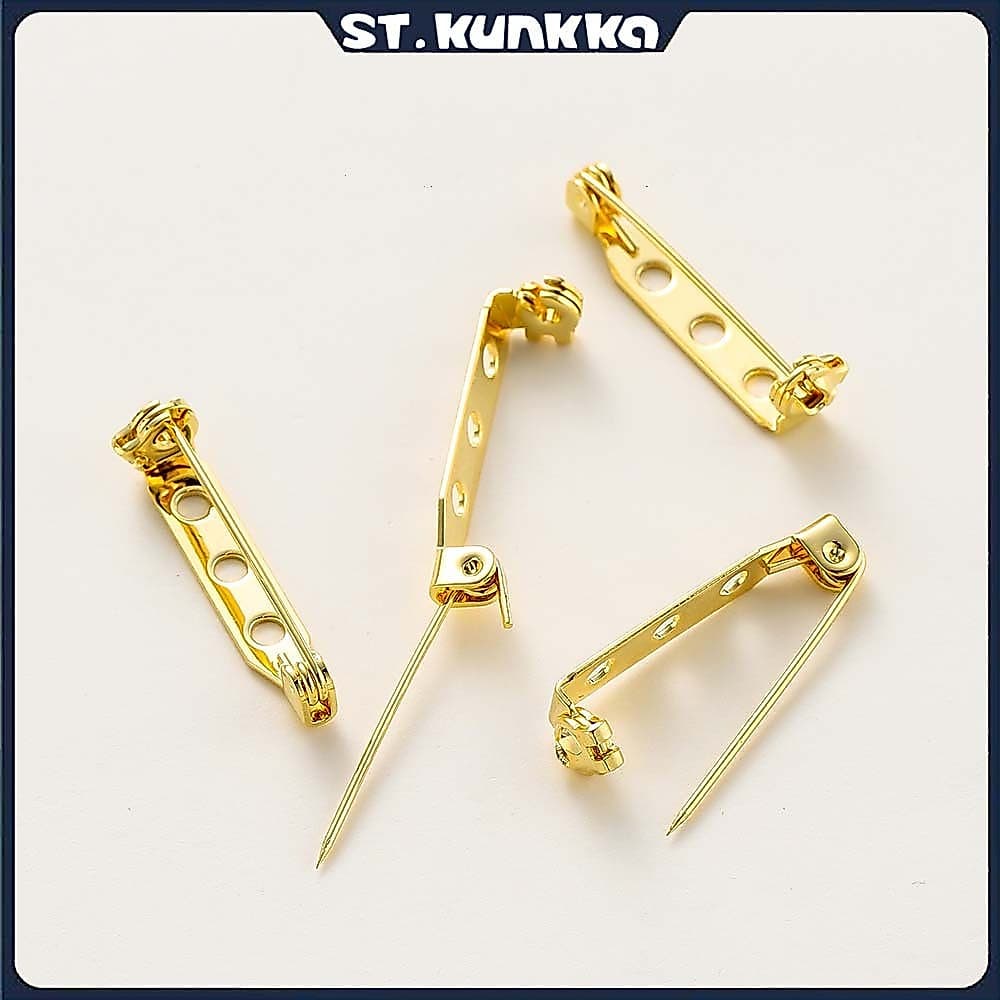ST.kunkka 6 peças 18-40mm18K Base de broche de ouro broche não desbotado fivela segura adequada para produção DIY de pro