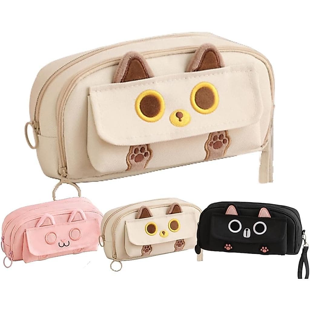 Estojo para Lápis/Canetas Kitty Cat 2025, 4 Camadas, Capacidade Extra, Organizador de Cosméticos, Porta-Canetas e Pincéi