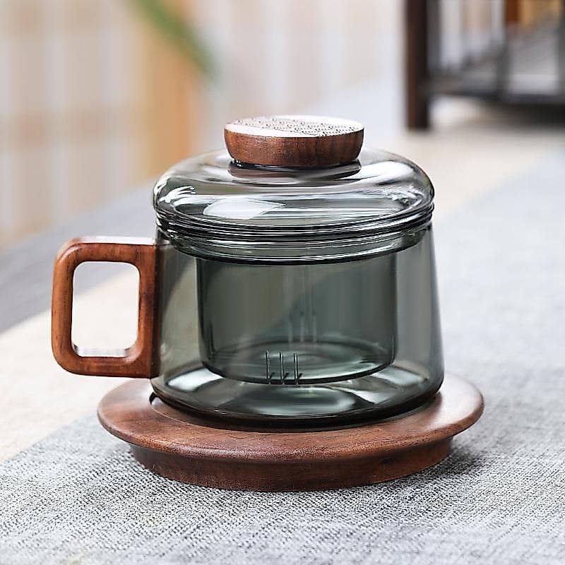 Filtro xícara de chá de vidro de borosilicato alto copo de três peças fumaça cinza cais copo com separação copo de vidro