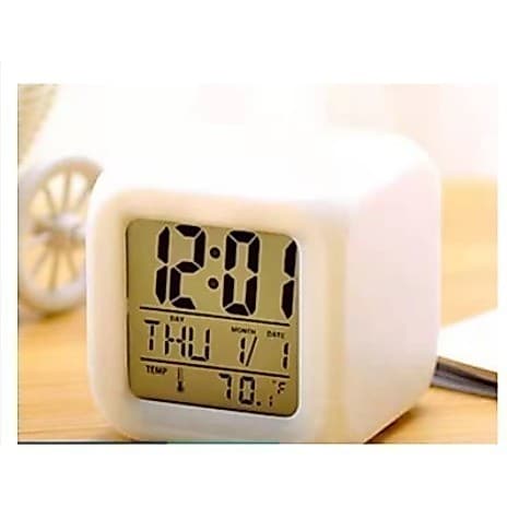 Mini Relógio Despertador Digital LED Mesa Alarme Horas Data Temperatura