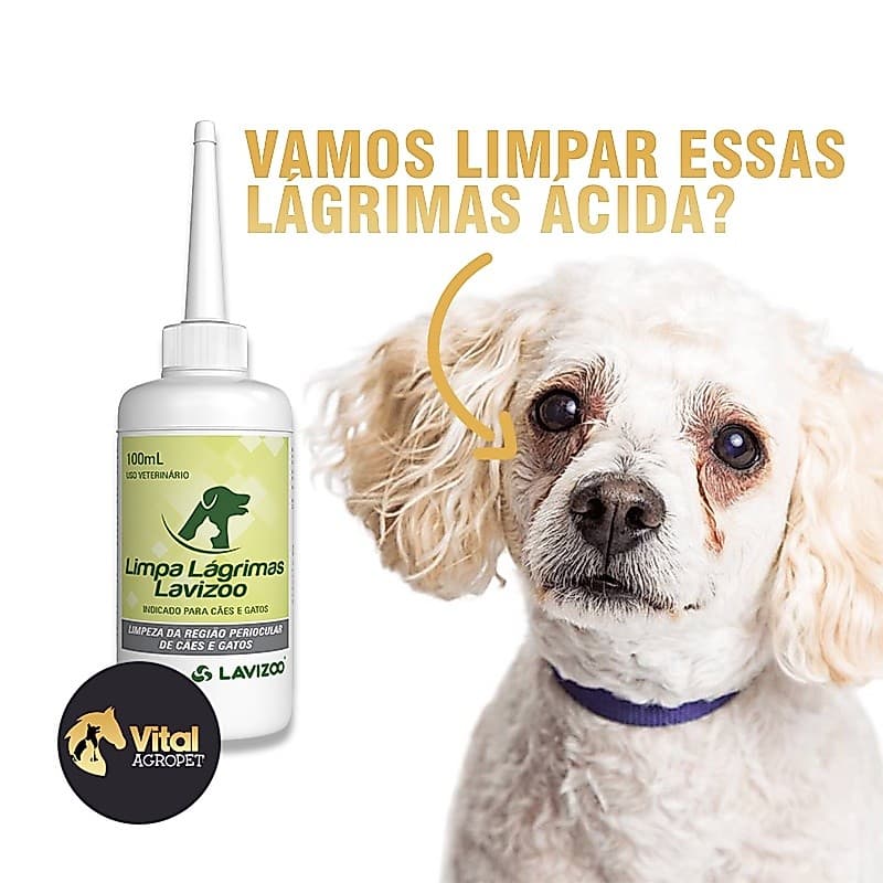 Limpa Lágrimas Acida para Cães e Gatos Lavizoo 100ml