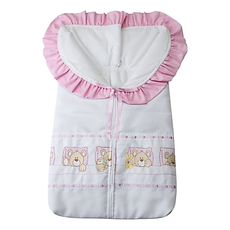 Porta Bebê Piquêzinho com Faixa Bordada e Babado Duplo