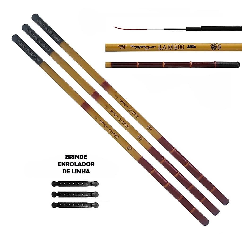 VARA TELESCÓPICA BAMBOO C/ 41% CARBONO ALBATROZ FISHING 3 UNIDADES