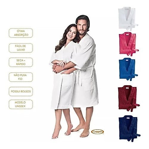 Roupão De Banho Praia Adulto Feminino Masculino Atoalhado Felpudo Lepper Tamanhos M G e GG Lepper
