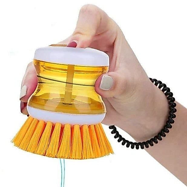 Escova Lava Louça Dispenser Dosador De Detergente Cozinha