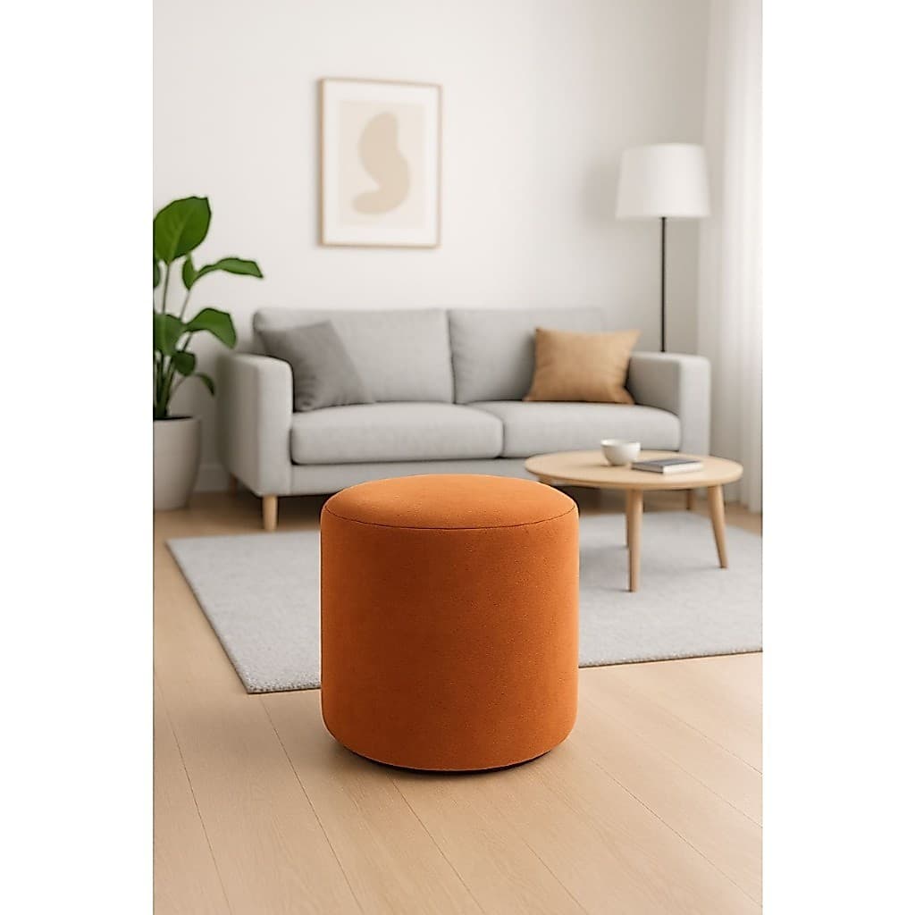 Puff Nilo Decorativo Para Sala Quarto Recepção Escritório Base De Metal Suede Cores.