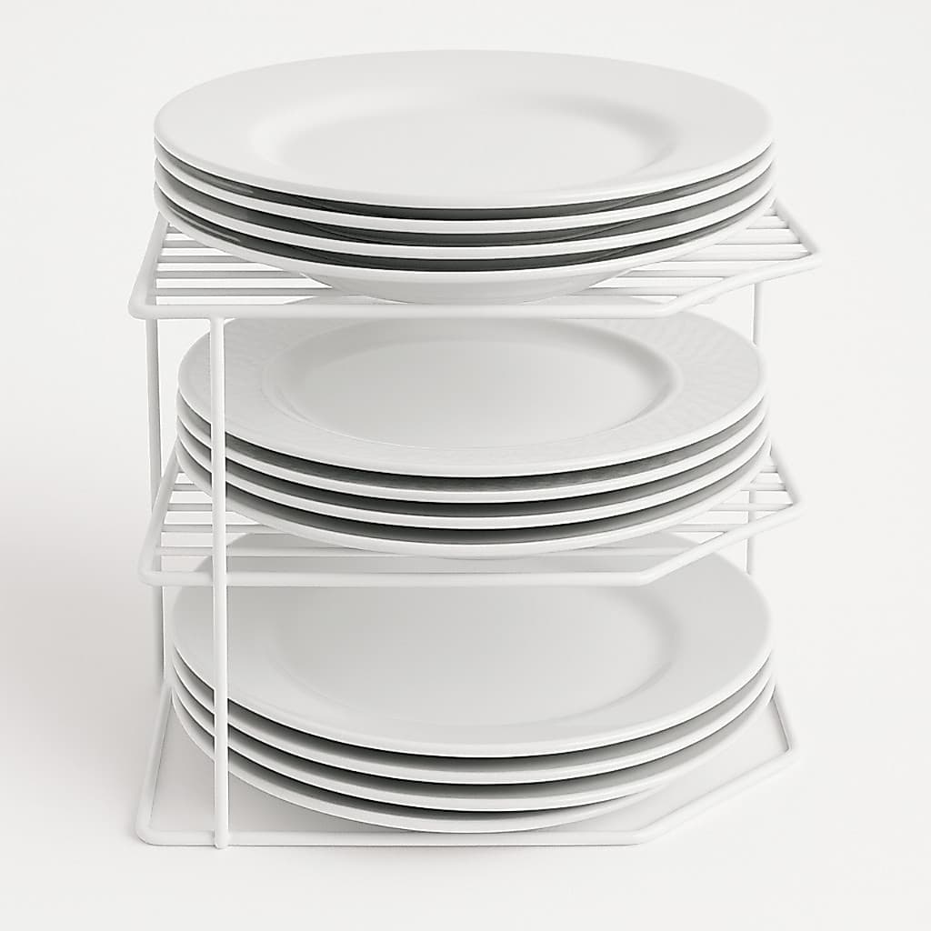 Rack Suporte Organizador Objeto Porta Pratos Armário 3 Andares Aramado Cozinha