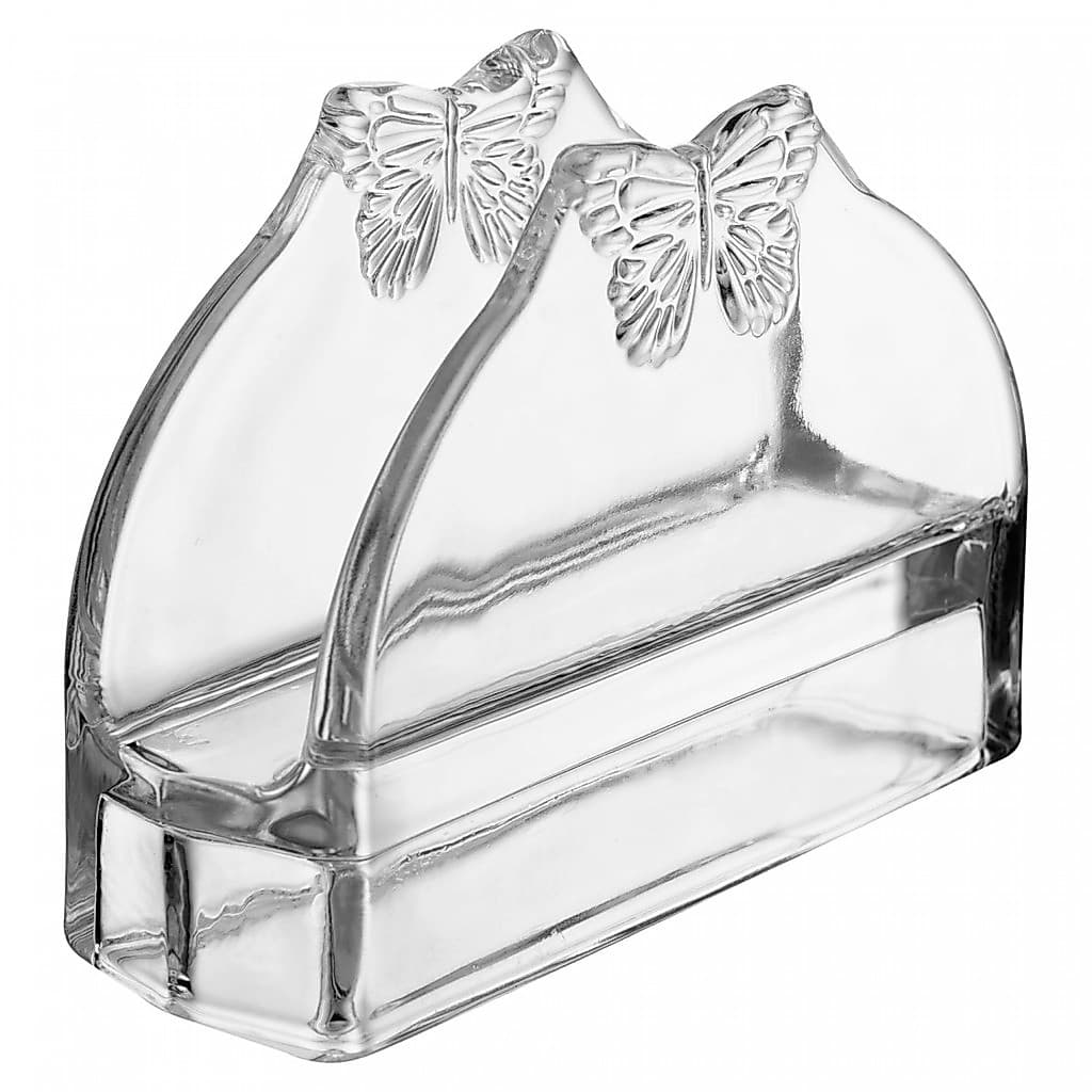 Porta-Guardanapos de Vidro Butterfly Wolff 13x9cm - Decorativo para Mesa Posta e Jantar
