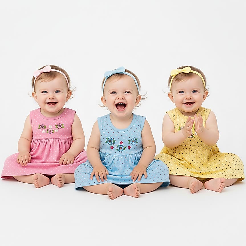 Kit 3 Vestidos Infantil Bebê Menina Básico Super Confortável + Tiara
