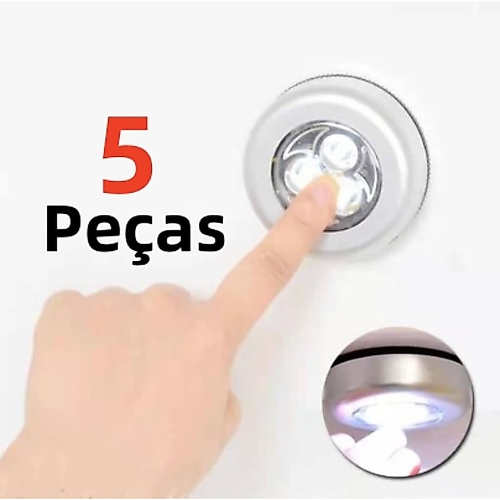 Lâmpada Led Adesiva Sem Fio Touch De Pilha De Segurança Portátil Para Armário Casa