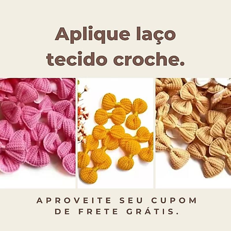 Kit de Aplique Laço em tecido croche.