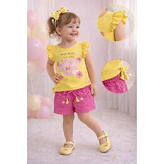 Conjunto Verão Infantil Menina P M G 1 2anos