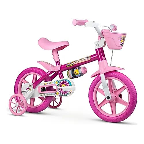 Bicicleta Infantil Menina Aro 12 Nathor Flower 2 5 Anos Rosa