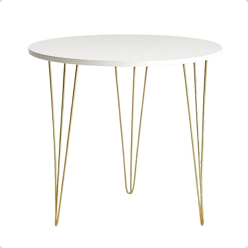 1 Mesa Tripé Redonda MDF Branco Laqueado 70cm Diamentro Para Bar Restaurante Bistrô e Padaria Monte Fácil