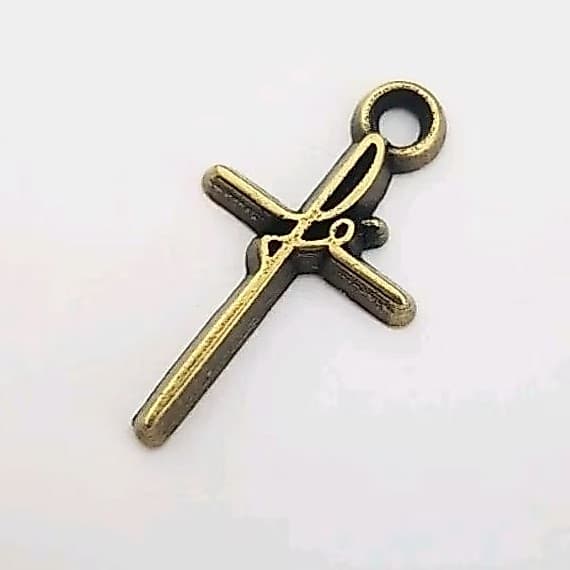 Pingente Mini Crucifixo Fé Metal Ouro Velho 50 unidades