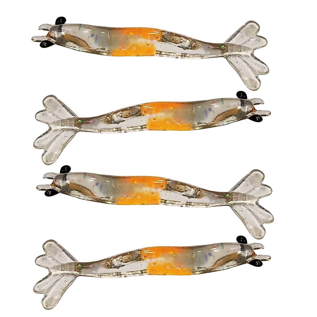 Isca Artificial Camarão Silicone Tucunaré Traíra kit 4 iscas pesca de mar rio lagoa