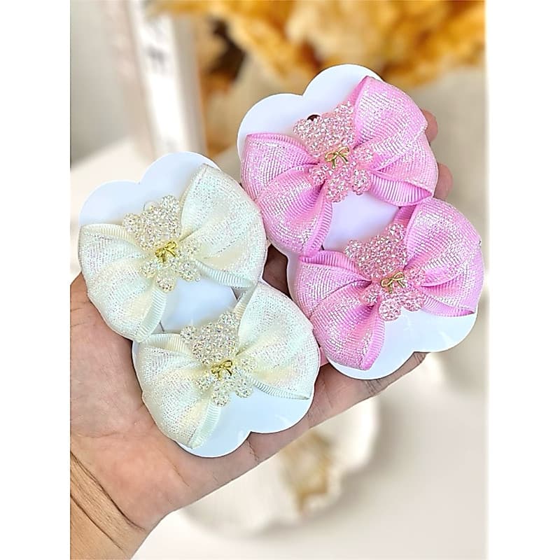 Parzinho cabelo infantil menina brilho urso luxo