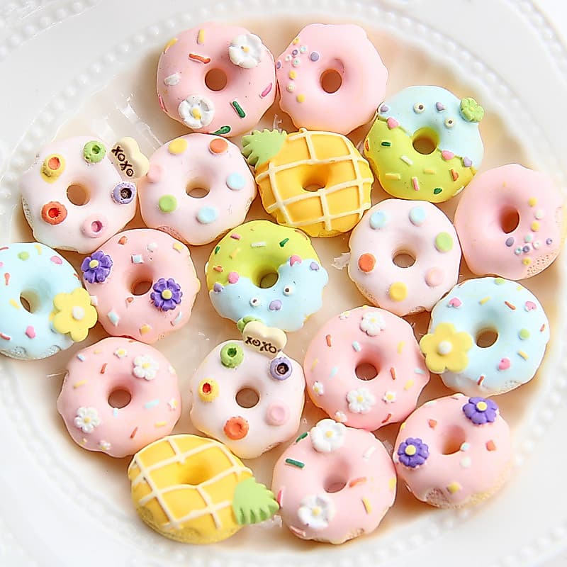 10 Pçs Simulação Donut Brinquedo Em Miniatura Comida Fingir Jogar Casa De Boneca Acessórios Resina DIY Decorações Artesanais