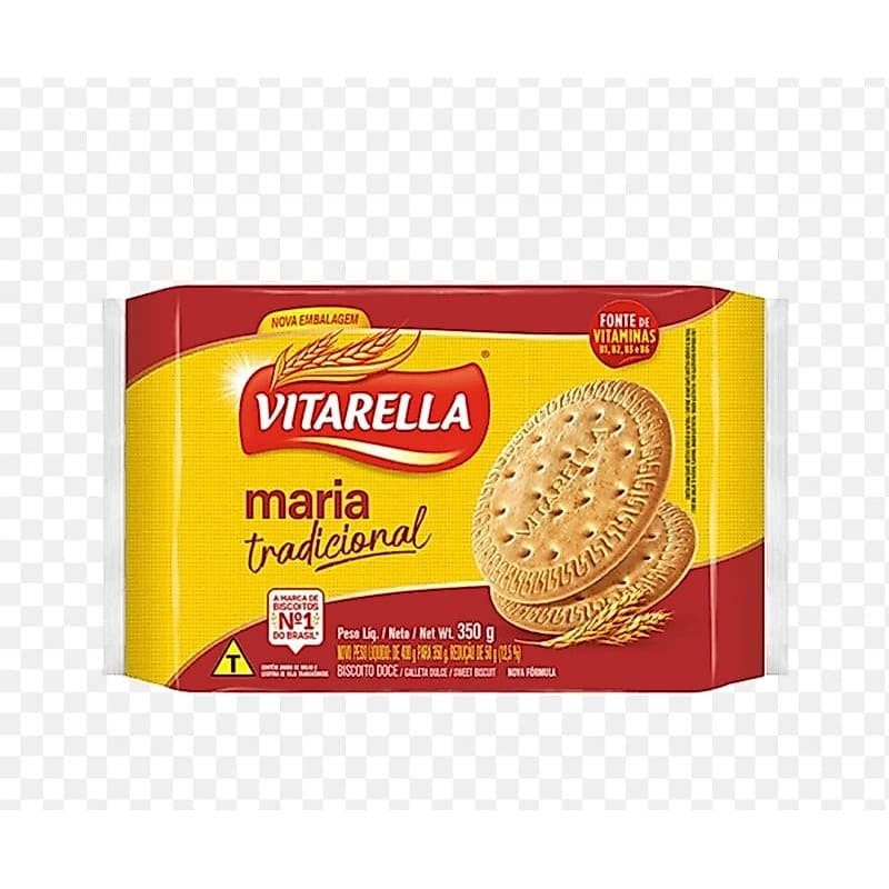 Kit 6 Pacotes de Biscoitos Maria Maizena Vitarella Tradicional Redondo 350g
