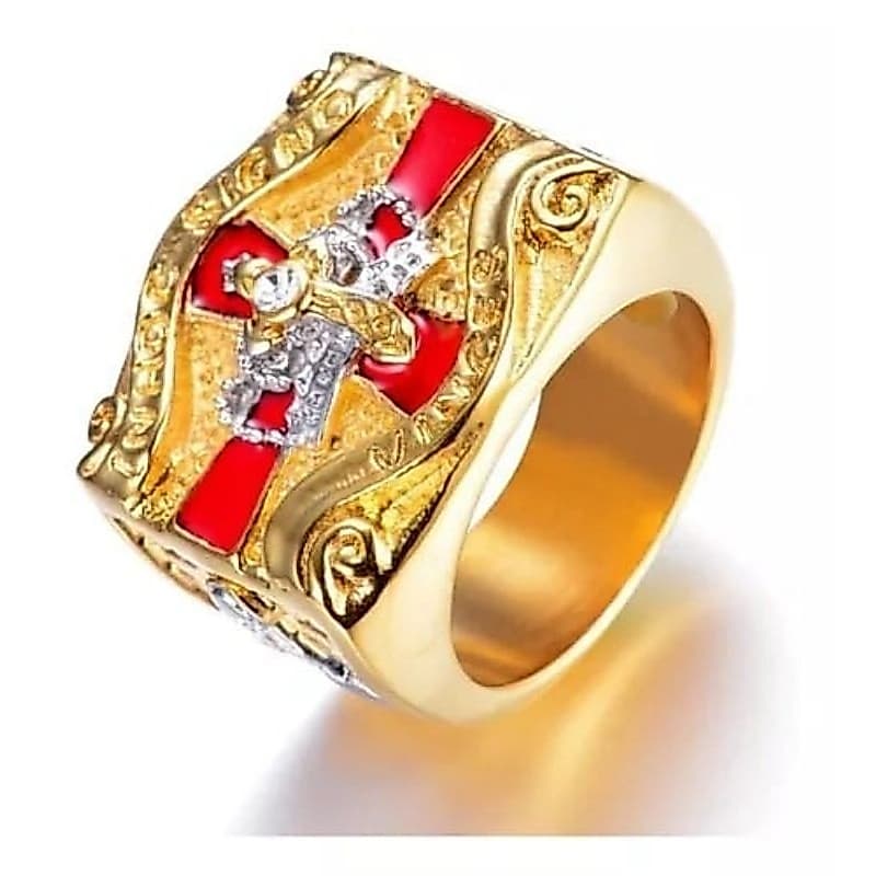 Anel Cavaleiro Templario Produzido em Aço Inoxidavel Produto no Brasil Envio Imediato