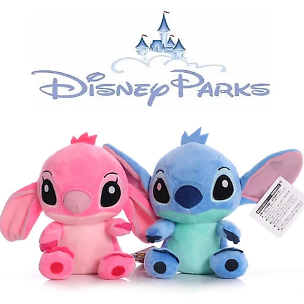 Pelúcia Lilo E Stitch Disney 18cm Angel antialérgica Azul Rosa Casal