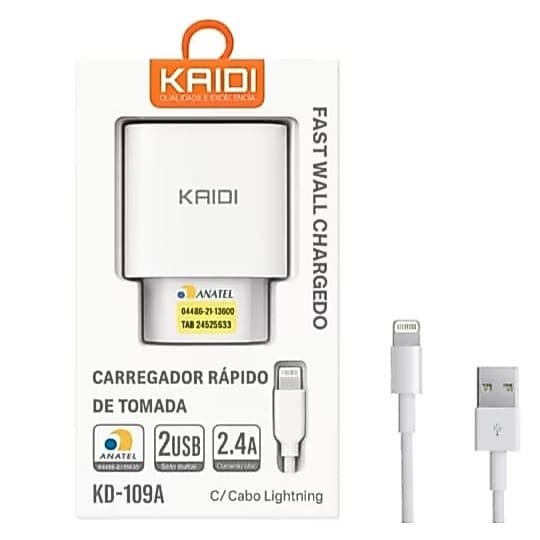 CARREGADOR IOS RAPIDO KAIDI USB- LIGHTNING