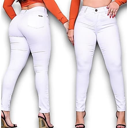 Calça Feminina Jeans Com Lycra Skinny Cintura Alta Levanta Bumbum
