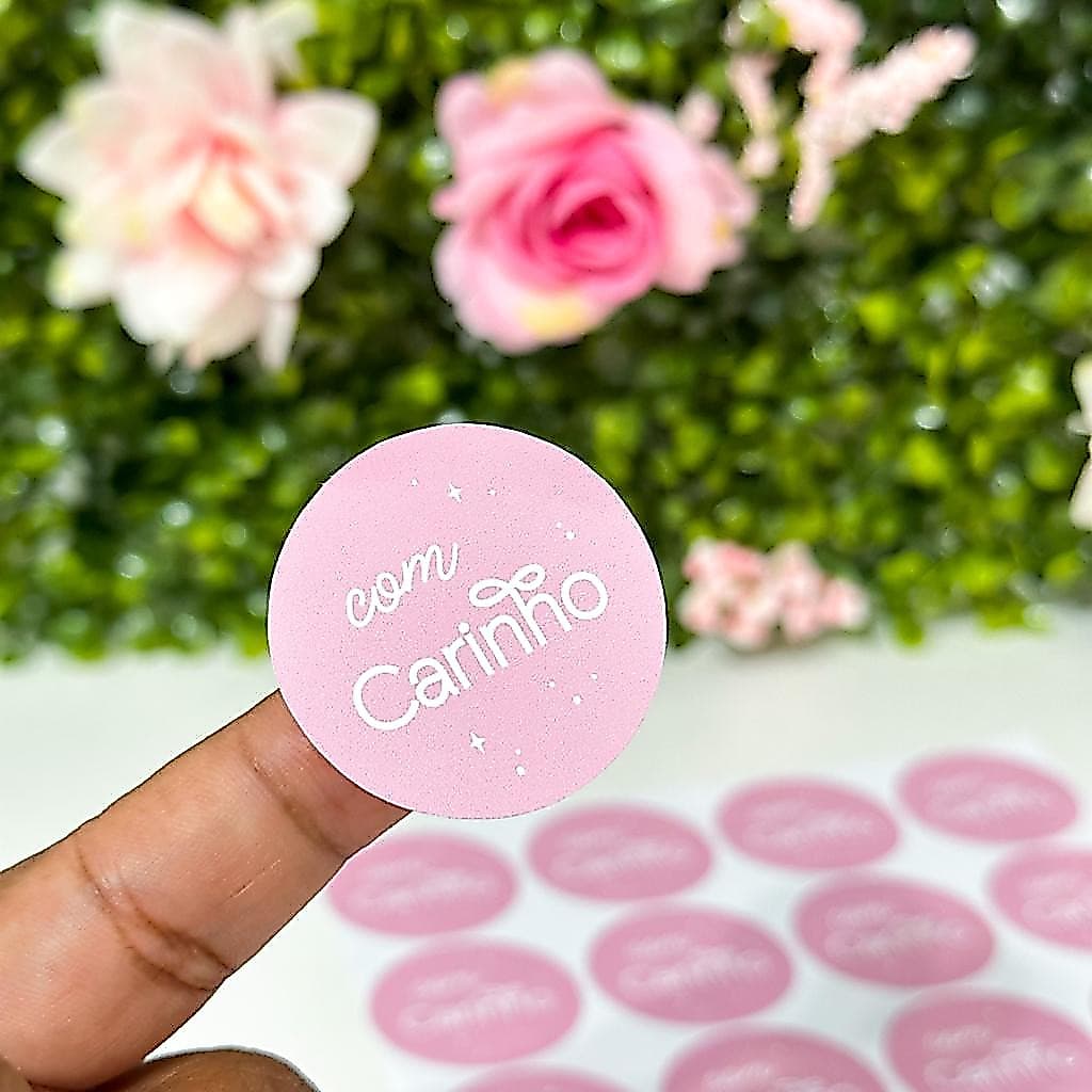 35 Adesivos 3,5cm - Com carinho
