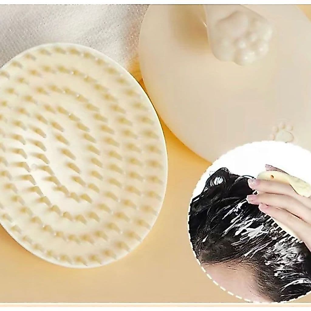 Escova Massageador AntiCaspa Limpesa de Couro Cabeludo Spa Banho Relaxante
