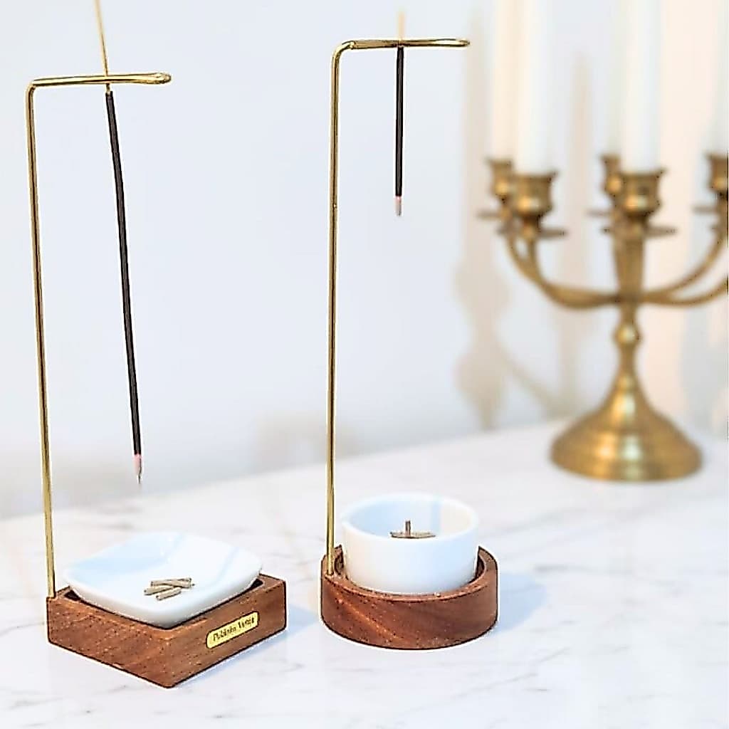 Porta Incenso Luxo PORCELANA Vertical Invertido Insenso Madeira Sólida Maciça Terapia Holistica Ioga
