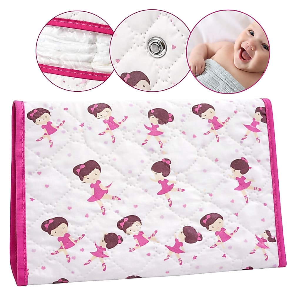 Necessaire Porta Fraldas Lenço Umedecido Bebê Estampa Bailarina Premium Bolsa Maternidade Portátil