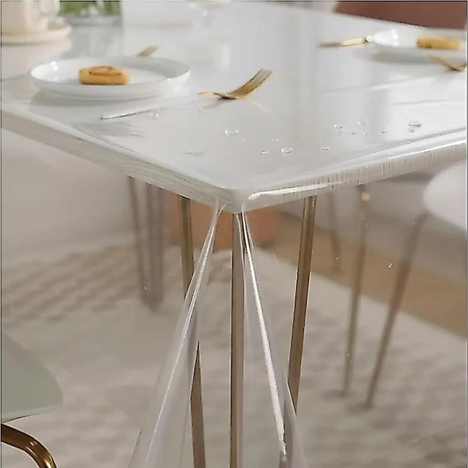 Toalha de Mesa Plástico Cristal 1,40 de largura Impermeável Quadrado Decoração Cozinha, Flexivel