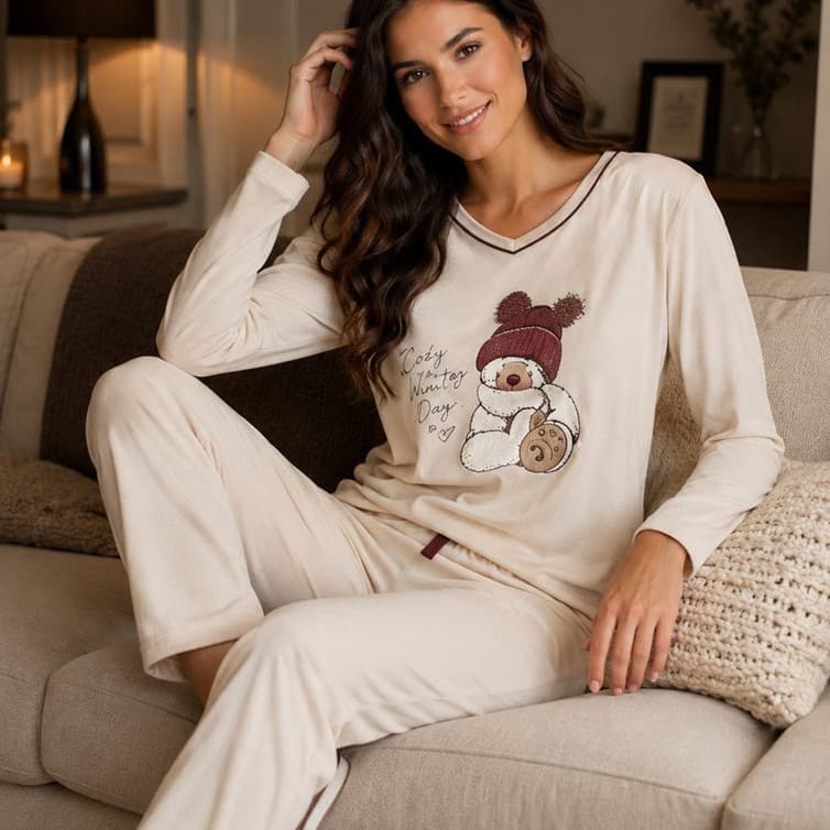 PIJAMA FEMININO MANGA LONGA ESTAMPA
