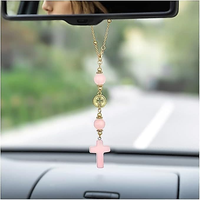 ENVIO RÁPIDO: Novo Estilo Europeu-Americano, Pingente de Carro com Anjo de Pedra Natural, Corrente Decorativa para Pendu