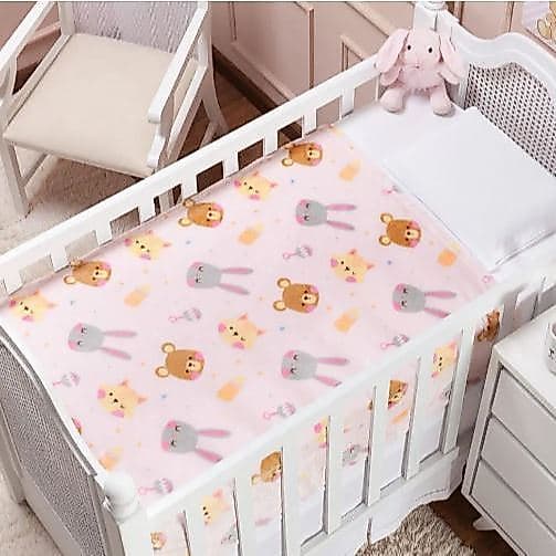Manta Cobertor Bebe Etruria Menina Zoe Rosa Nao alergico Petit Coelho Urso