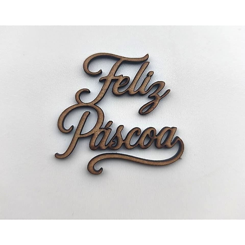 Apliques Feliz Páscoa 10 unidades em MDF palavras artesanato