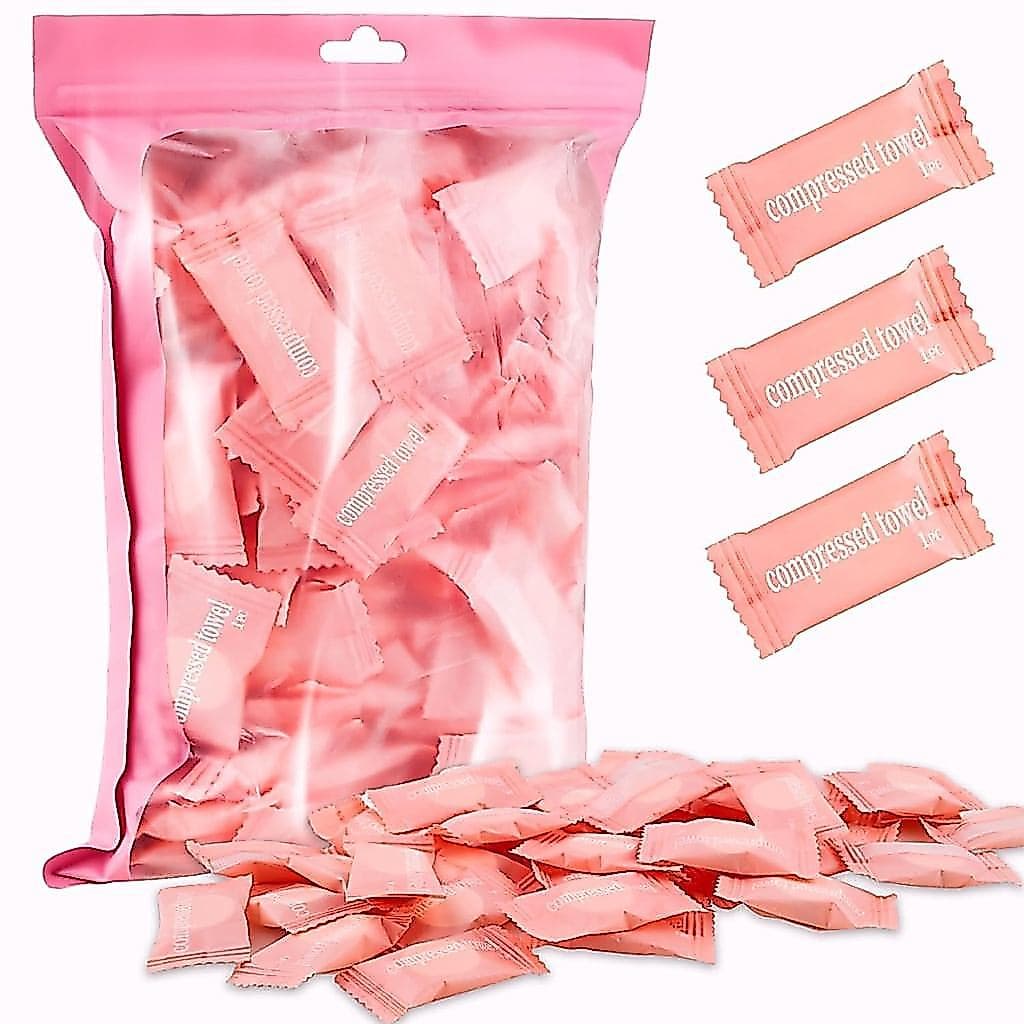 150 Toalhas Comprimidas em Tabletes, Toalhas Comprimidas Mini Portáteis, Toalhas Descartáveis para o Rosto para Viagens,