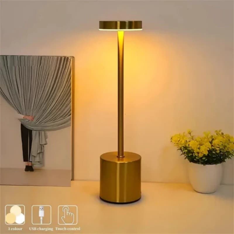 Abajur De Mesa Led Touch Dumbbell Luxo Sem Fio Abajurzinho Quarto Sala Abajur Candeiro Decorativo 3 Cores
