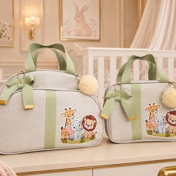 bolsa média e bolsa pequena maternidade Estampada em DTF menino e menina