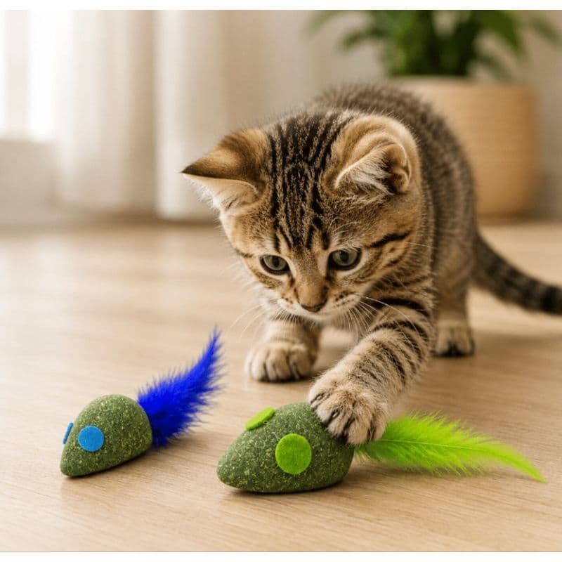 Brinquedo Para Gatos Ratinho Com Catnip Erva Do Gato E Pena