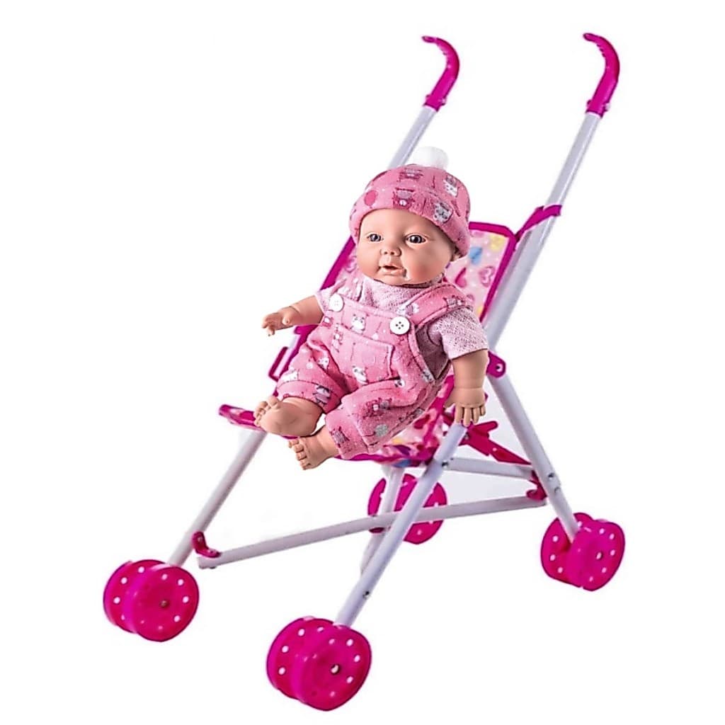 Boneca Reborn Menina Bebê Em 100% Vinil Macio e Carrinho